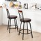 Costway Set of 2 24/30 Inch Adjustable Swivel Barstools Metal Dining Chairs Black&Brown